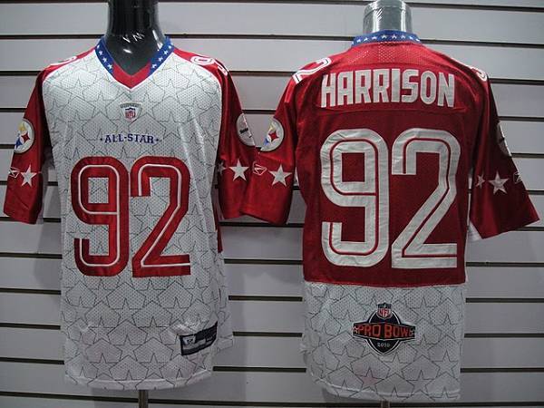 Steelers #92 James Harrison Red 2010 Pro Bowl Stitched NFL Jersey
