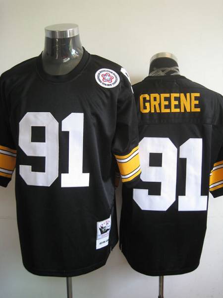 Mitchell And Ness Steelers #91 Kevin Greene Black Stitched Throwback NFL Jersey