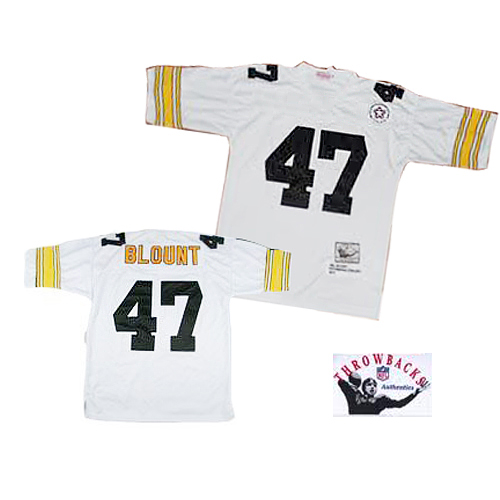 Mitchell and Ness Steelers #47 Mel Blount White Stitched Throwback NFL Jersey