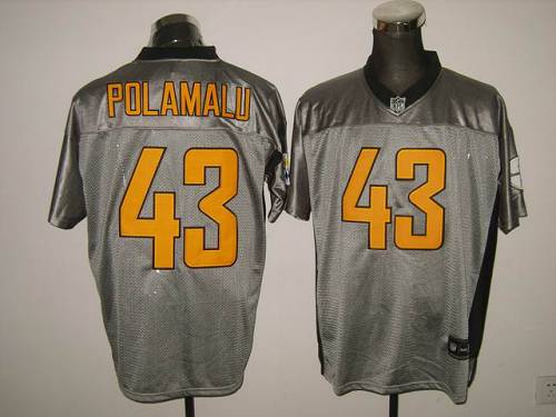 Steelers #43 Troy Polamalu Grey Shadow Stitched NFL Jersey