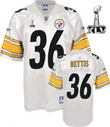 Steelers #36 Jerome Bettis White Super Bowl XLV Stitched NFL Jersey