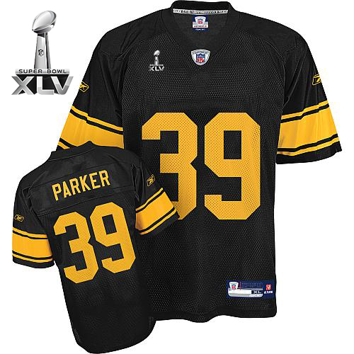 Steelers #39 Willie Parker Black With Yellow Number Super Bowl XLV Stitched NFL Jersey