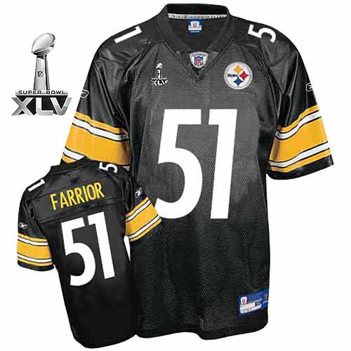 Steelers #51 James Farrior Black Super Bowl XLV Stitched NFL Jersey