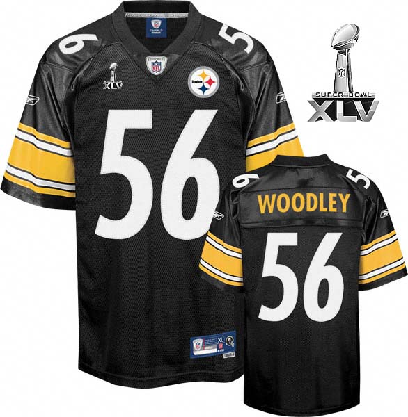 Steelers #56 LaMarr Woodley Black Super Bowl XLV Stitched NFL Jersey