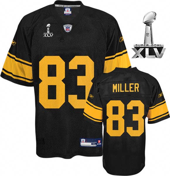 Steelers #83 Heath Miller Black With Yellow Number Super Bowl XLV Stitched NFL Jersey