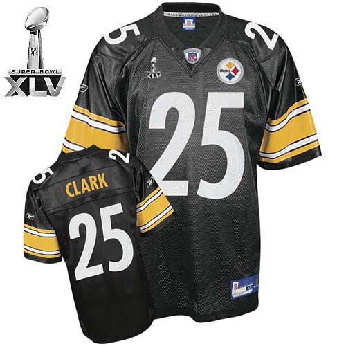 Steelers #25 Ryan Clark Black Super Bowl XLV Stitched Throwback NFL Jersey