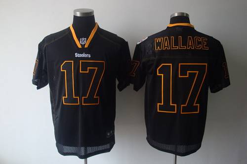 Steelers #17 Mike Wallace Lights Out Black Stitched NFL Jersey