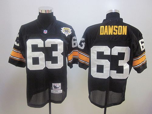 60TH Mitchell And Ness Steelers #63 Dermontti Dawson Black Stitched NFL Jersey