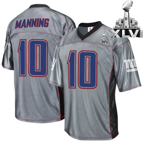 Giants #10 Eli Manning Grey Shadow Super Bowl XLVI Stitched NFL Jersey