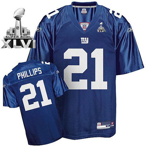 Giants #21 Kenny Phillips Blue Super Bowl XLVI Stitched NFL Jersey