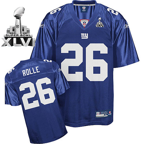Giants #26 Antrel Rolle Blue Super Bowl XLVI Stitched NFL Jersey