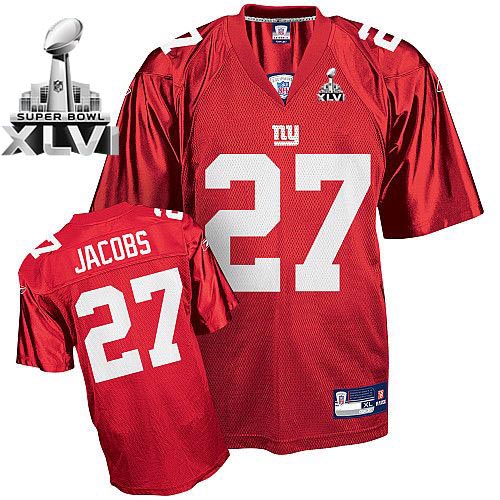 Giants Brandon Jacobs #27 Red Super Bowl XLVI Stitched NFL Jersey