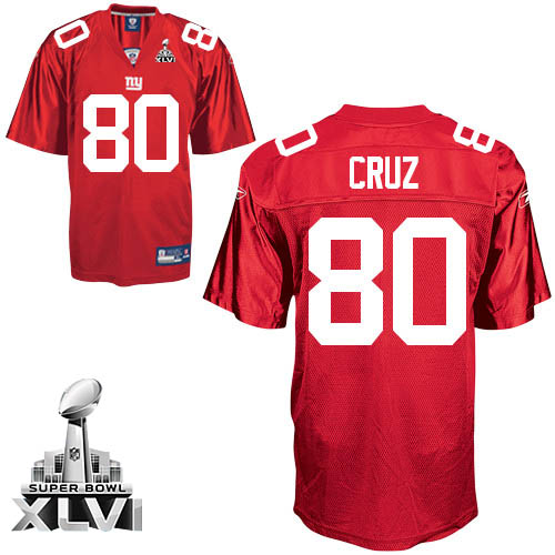 Giants #80 Victor Cruz Red Super Bowl XLVI Stitched NFL Jersey