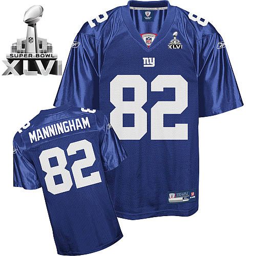 Giants #82 Mario Manningham Blue Super Bowl XLVI Stitched NFL Jersey