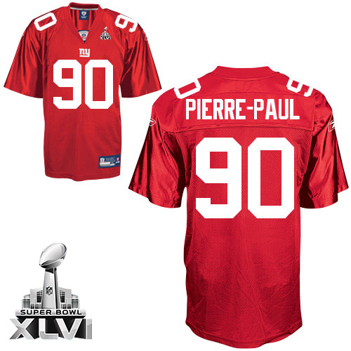 Giants #90 Jason Pierre Paul Red Super Bowl XLVI Stitched NFL Jersey