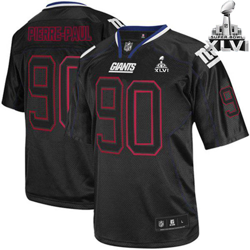 Giants #90 Jason Pierre Paul Lights Out Black Super Bowl XLVI Stitched NFL Jersey