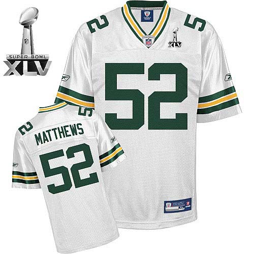 Packers #52 Clay Matthews White Super Bowl XLV Stitched NFL Jersey