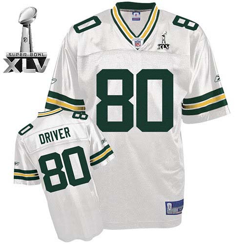 Packers #80 Donald Driver White Super Bowl XLV Stitched NFL Jersey