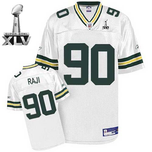 Packers #90 B.J. Raji White Super Bowl XLV Stitched NFL Jersey