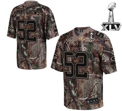 Packers #52 Clay Matthews Camouflage Realtree Super Bowl XLV Stitched NFL Jersey