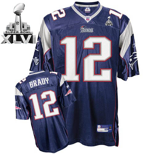 Patriots #12 Tom Brady Dark Blue Super Bowl XLVI Stitched NFL Jersey