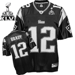 Patriots #12 Tom Brady Black Shadow Super Bowl XLVI Stitched NFL Jersey