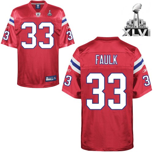 Patriots #33 Kevin Faulk Red Super Bowl XLVI Stitched NFL Jersey