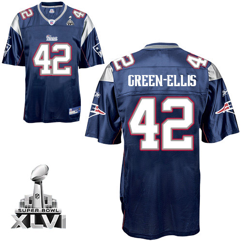Patriots #42 Green Ellis Dark Blue Super Bowl XLVI Stitched NFL Jersey