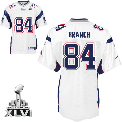 Patriots #84 Deion Branch White Super Bowl XLVI Stitched NFL Jersey