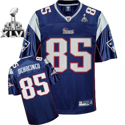 Patriots #85 Chad Ochocinco Dark Blue Super Bowl XLVI Stitched NFL Jersey