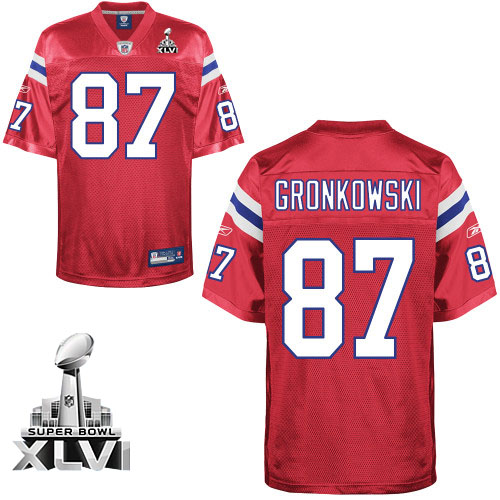 Patriots #87 Rob Gronkowski Red Alternate Super Bowl XLVI Stitched NFL Jersey