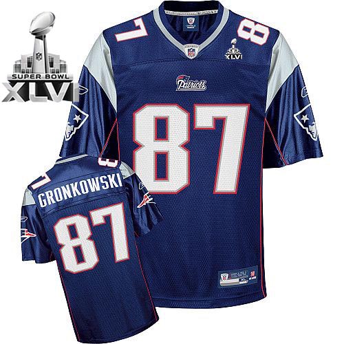 Patriots #87 Rob Gronkowski Dark blue Super Bowl XLVI Stitched NFL Jersey