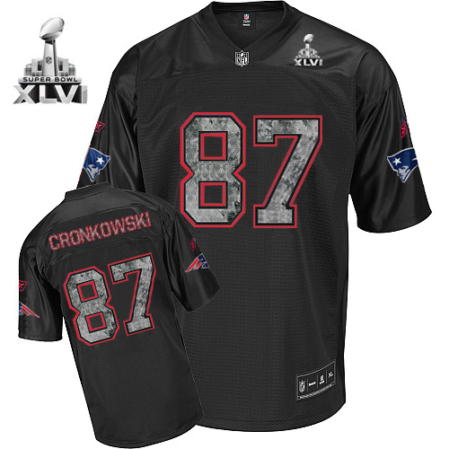 Sideline Black United Patriots #87 Rob Gronkowski Black Super Bowl XLVI Stitched NFL Jersey
