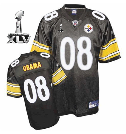 Steelers #8 President Obama Super Black Bowl XLV Stitched NFL Jersey