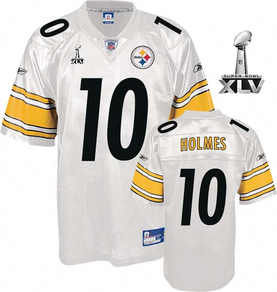 Steelers #10 Santonio Holmes White Super Bowl XLV Stitched NFL Jersey