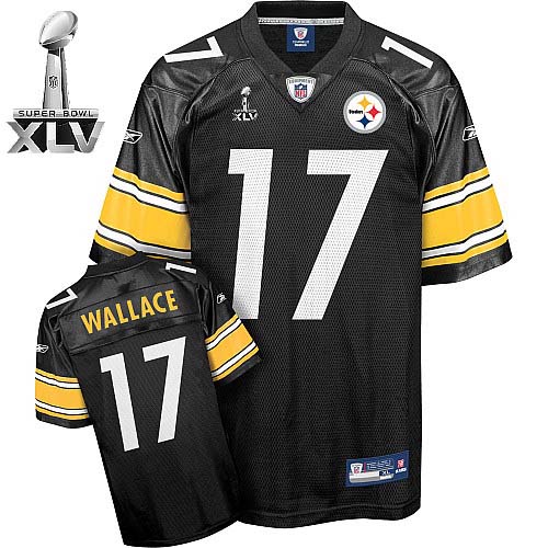 Steelers #17 Mike Wallace Black Super Bowl XLV Stitched NFL Jersey