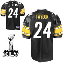 Steelers #24 Ike Taylor Black Super Bowl XLV Stitched NFL Jersey