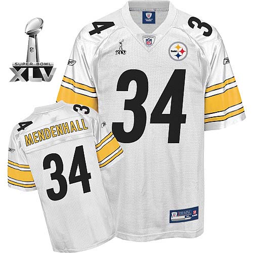 Steelers #34 Rashard Mendenhall White Super Bowl XLV Stitched NFL Jersey
