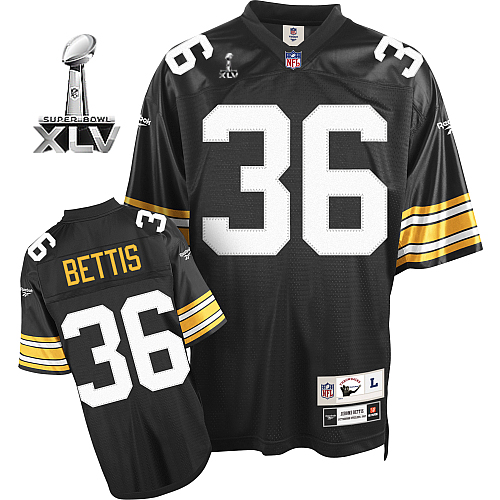 Steelers #36 Jerome Bettis Black Super Bowl XLV Stitched NFL Jersey