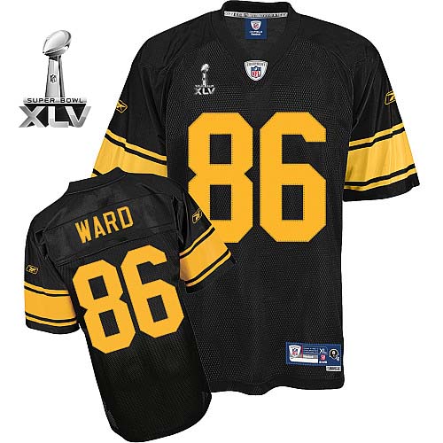 Steelers #86 Hines Ward Black With Yellow Number Super Bowl XLV Stitched NFL Jersey