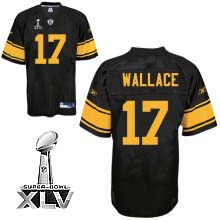 Steelers #17 Mike Wallace Black With Yellow Number Super Bowl XLV Stitched NFL Jersey