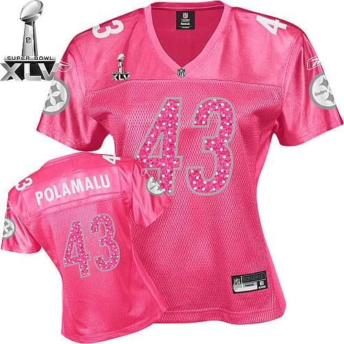 Steelers #43 Troy Polamalu Red Women's Sweetheart Super Bowl XLV Stitched NFL Jersey