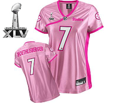 Steelers #7 Ben Roethlisberger Pink Lady Super Bowl XLV Stitched NFL Jersey