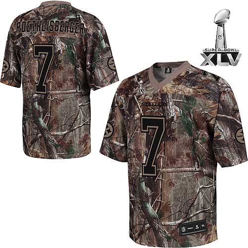Steelers #7 Ben Roethlisberger Camouflage Realtree Super Bowl XLV Stitched NFL Jersey