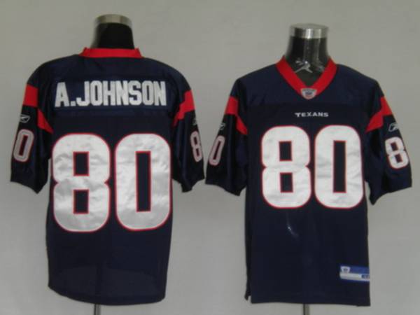 Texans A. Johnson #80 Blue Stitched NFL Jersey