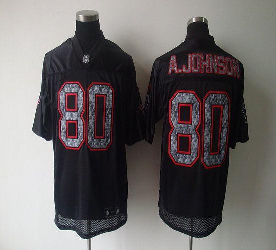 Sideline Black United Texans #80 A.Johnson Black Stitched NFL Jersey
