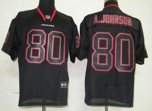 Texans #80 A.Johnson Lights Out Black Stitched NFL Jersey