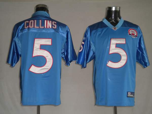 Titans #5  Kerry Collins Stitched Baby Blue With AFL 50TH Anniversary Patch NFL Jersey
