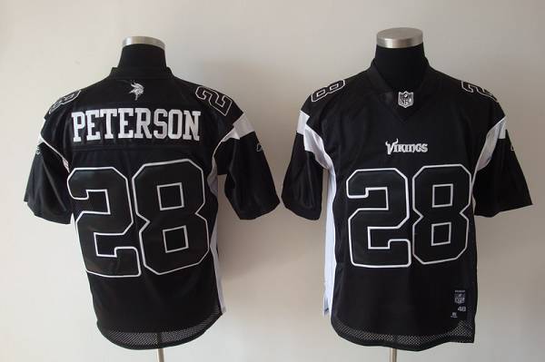 Vikings #28 Adrian Peterson Black Shadow Stitched NFL Jersey