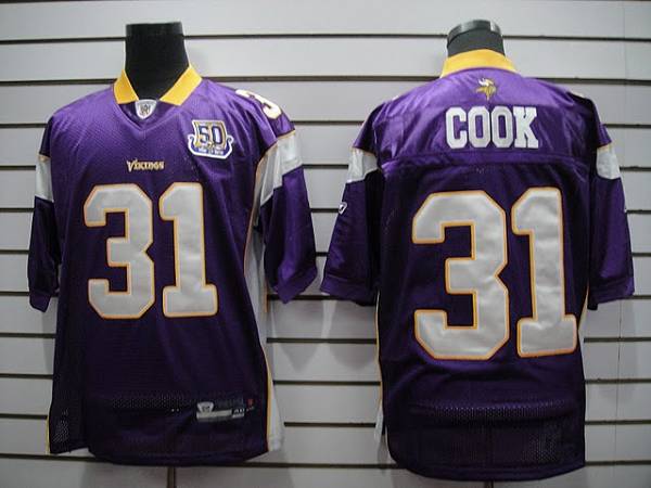 Vikings #31 Chris Cook Purple Team 50TH Patch Stitched NFL Jersey